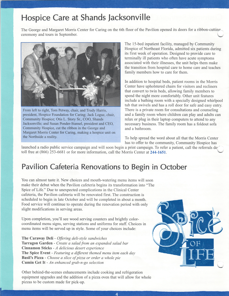 2001-10 Open Lines October - Inpatient Hospice Center Opens